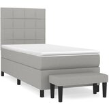 vidaXL Box spring postelja z vzmetnico svetlo siva 90x200 cm blago, (20791029) Cene
