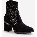 S. BARSKI Embellished Perforated Women's Heeled Boots Made Of Eco Suede Black S.Barski | Shoptok.si