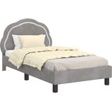  Krevet za djecu s uzglavljem Svijetlo siva 80 x 160 cm Baršun | shoptok.hr