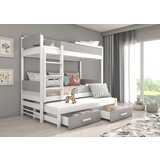 ADRK Trislojna pogradna postelja QUEEN 200x90 s tremi leii - BELA-SIVA | Shoptok.si