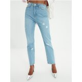 Trendyol Light blue mom fit jeans with ripped effect - Women | shoptok.hr