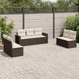 vidaXL 7-dijelni set vrtnih sofa od poliratana s jastucima smeđi Cijene