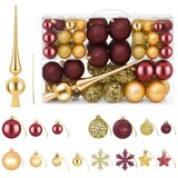  Set božićnih kuglica 111 kom. Zlatna i vinsko crvena 6 cm - Zlatna i vinsko crvena | shoptok.hr