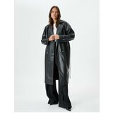 Koton Faux Leather Trench Coat Belted Buttoned Double Breasted cene