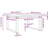  Stolić za kavu O-oblika 80x80x45 cm borovina i čelik | shoptok.hr