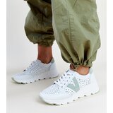 VINCEZA White perforated leather sneakers | shoptok.hr