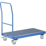eurokraft pro Transportni voziček za sode s prestrezno kadico 40 l, notranje mere kadi DxŠxV 1015 x 590 x 70 mm, svetlo modre barve RAL 5012 | Shoptok.si