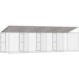  Kavez za psa s krovom Srebrno 800 x 200 x 256 cm Čelik i PE | shoptok.hr