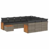  The Living Store Vrtna sedežna garnitura 11-delna z blazinami siv poli ratan - Vrtna Sedežna Garniture, (21451049) | Shoptok.si