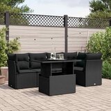  6-dijelni set vrtnih sofa s jastucima crni od poliratana Crna 100 x 55 x 73 cm | shoptok.hr