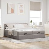  Otomanski okvir kreveta s madracima smeđesivi 200x200cm tkanine | shoptok.hr