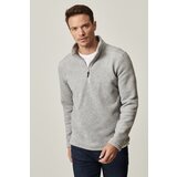 AC&Co / Altınyıldız Classics Men's Gray Anti-pilling Anti-Pilling Standard Fit Bato Collar Cold-Proof Fleece Sweatshirt. Cene