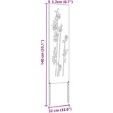 vidaXL Privatnost u vrtu Cvjetni Srebrno 32 x 140 cm Nehrđajući čelik | shoptok.hr