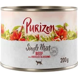 Purizon Varčno pakiranje Single Meat 24 x 200 g - Govedina s cvetovi hibiskusa