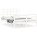 The Living Store Posteljni okvir z vzglavjem bel 140x190 cm trden les - Posteljni Okvir, (21524107) | Shoptok.si