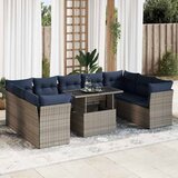 vidaXL 10-dijelni set vrtnih sofa poliratan i bagrem s jastucima sivi | shoptok.hr