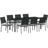  Vrtni set za objed 9 pcs Crna i svijetlo siva PE ratan | shoptok.hr