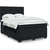 vidaXL Box spring postelja z vzmetnico črna 160x200 cm žamet | Shoptok.si