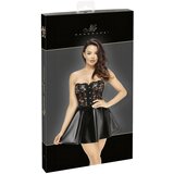 Noir Handmade - sjajna mini haljina s gornjim dijelom od čipke (crna) - M Cijene