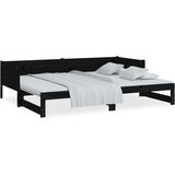  Dnevni ležaj na izvlačenje crni 2x (80x200) cm masivna borovina | shoptok.hr