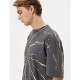 Koton Oversize T-Shirt Abstract Printed Crew Neck Short Sleeve Cene