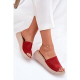 Panto Fino Suede Ladies Wedge Sandals Red | Shoptok.si