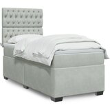 vidaXL Box spring postelja z vzmetnico svetlo siva 100x200 cm žamet Cene