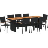 vidaXL 9-dijelni set za blagovanje u vrtu crni poli ratan | shoptok.hr