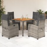  Vrtna garnitura - 5-dijelni vrtni blagovaonski set sivi od poliratana - Siva Dužina stola 90 cm 4 | shoptok.hr