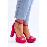 Boto Comfortable Suede Sandals On A High Heel Fuchsia Essence | Shoptok.si