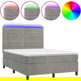 The Living Store Box spring postelja z vzmetnico LED sv. siva 140x190 cm žamet - Box Spring Postelja, (21488994) | Shoptok.si