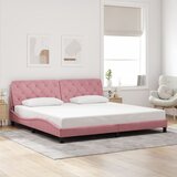  Okvir kreveta s LED-om bez madraca ružičasti 200 x 200 cm baršunasti | shoptok.hr