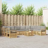  Set vanjskih sofa 11 kom. Bijela i svjetlosiva Poliester | shoptok.hr