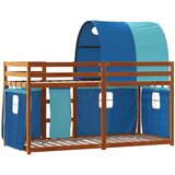Krevet na kat sa zavjesama plavi 80x200 cm od masivne borovine | Eponuda.com