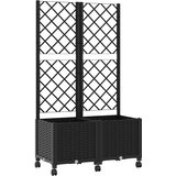  Vrtni saksija s rešetkom i kotačima Crna 80 x 40 x 146 cm PP | shoptok.hr