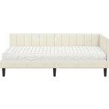 vidaXL Kutni okvir kreveta s madracem Krema 90 x 190 cm Baršun | shoptok.hr