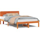  Krevetna konstrukcija s naslonom za glavu Vosak smeđi 120x190 cm Čvrsti bor | shoptok.hr
