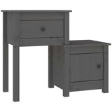 vidaXL Nočna omarica siva 79,5x38x65,5 cm trdna borovina | Shoptok.si