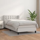  s oprugama i madracem bijeli 90 x 190 cm od umjetne kože | shoptok.hr