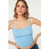 Trendyol Blue Crop Stitch Detailed Knitwear Blouse | shoptok.hr