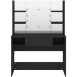 vidaXL Toaletna mizica z LED lučkami 100x40x135 cm MDF črna | Shoptok.si