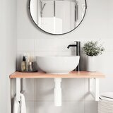  Zidna polica za umivaonik od čelika i masivne hrastovine Smeđa 80 x 50 x 2 cm | Shoptok.si