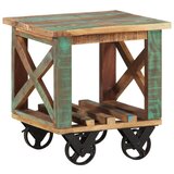 vidaXL Stranska mizica s kolesi 40x40x42 cm trden predelan les | Shoptok.si