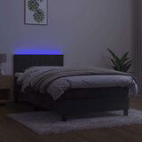  Box spring postelja z vzmetnico LED temno siva 80x200 cm žamet, (20723349) | Shoptok.si