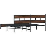 Metalni Kovinski posteljni okvir brez vzmetnice rjavi hrast 200x200 cm, (21610625) | Shoptok.si