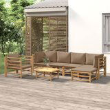 The Living Store Vrtna sedežna garnitura 7-delna s taupe blazinami bambus - Vrtna Sedežna Garnitura, (21475042) | Shoptok.si