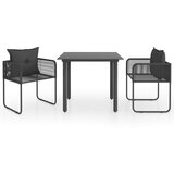 PVC 3-dijelni vrtni blagovaonski set od ratana crni | shoptok.hr