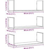 vidaXL Stenska polica 3 kosi bela 80x18x18 cm inženirski les | Shoptok.si