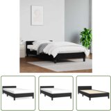 The Living Store Posteljni okvir z vzglavjem brez vzmetnice črn 100x200 cm - Posteljni Okvir Z Vzglavjem, (21737193) Cene