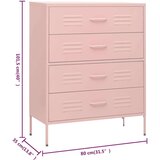 vidaXL Ladičar ružičasti 80 x 35 x 101,5 cm čelični | shoptok.hr